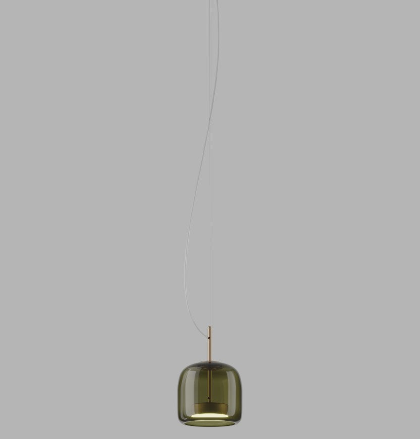 Jube SP S Lampadario sospensione LED in vetro soffiato verde antico trasparente