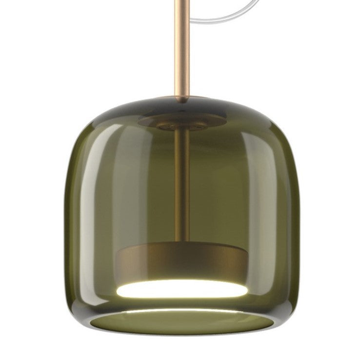Jube SP S Lampadario sospensione LED in vetro soffiato verde antico trasparente