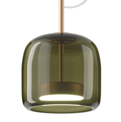 Jube SP S Lampadario sospensione LED in vetro soffiato verde antico trasparente