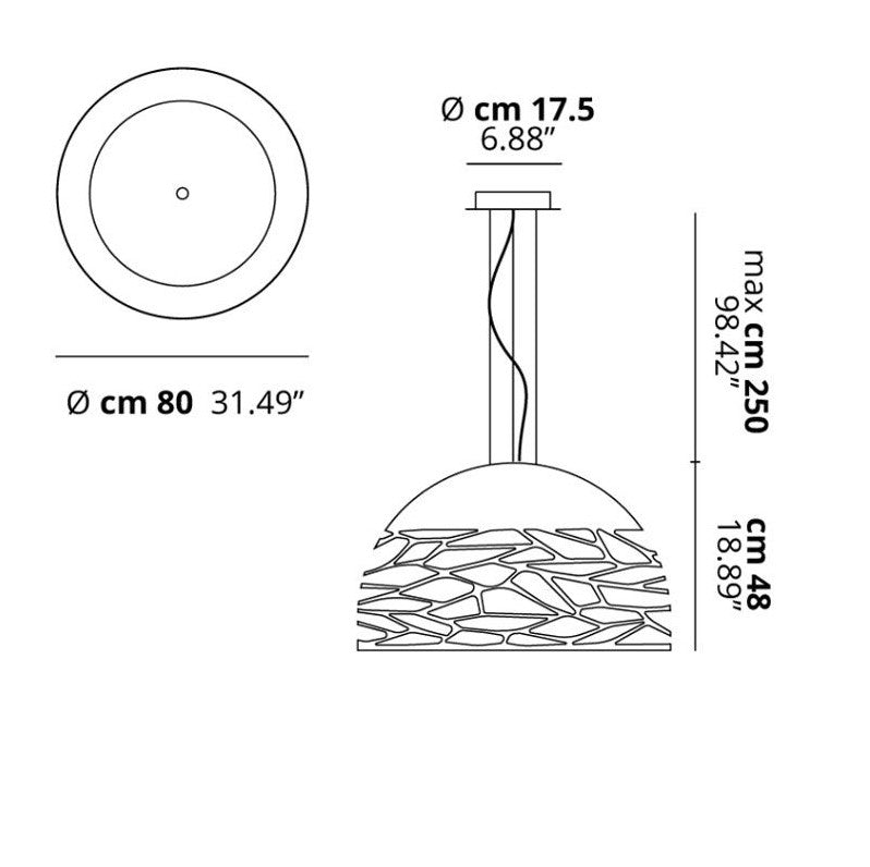 Kelly large dome 80 Sospensione bianco opaco 9010