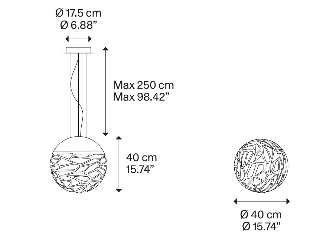 Kelly small sphere 40 Sospensione bronzo ramato
