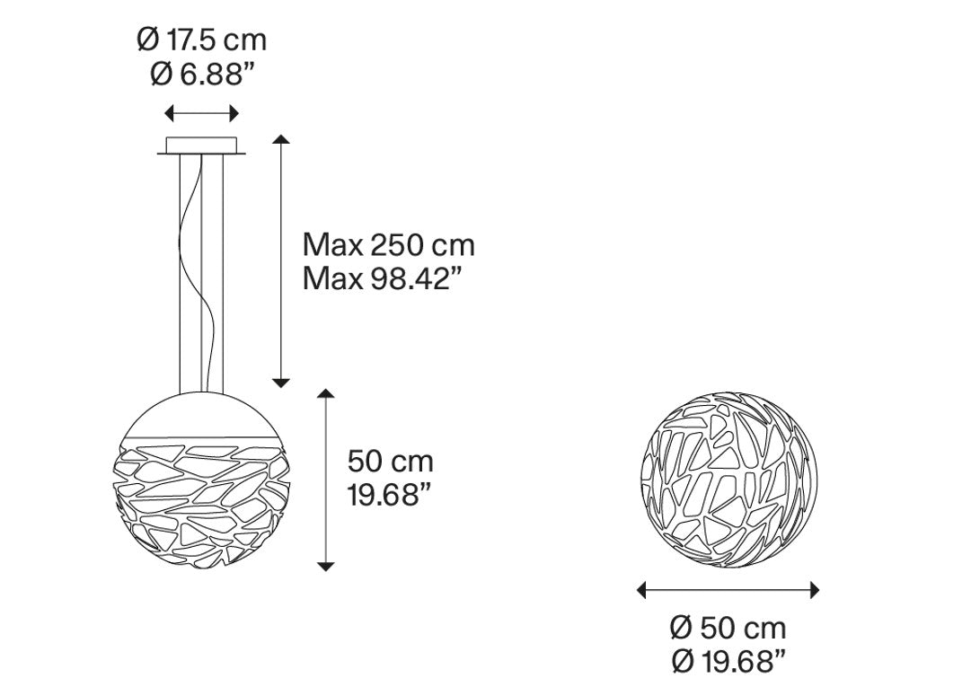 Kelly medium sphere 50 Sospensione bronzo ramato