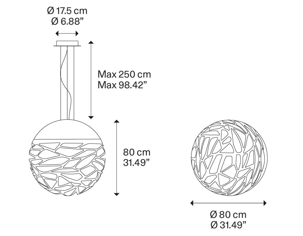 Kelly large sphere 80 Sospensione bianco opaco 9010