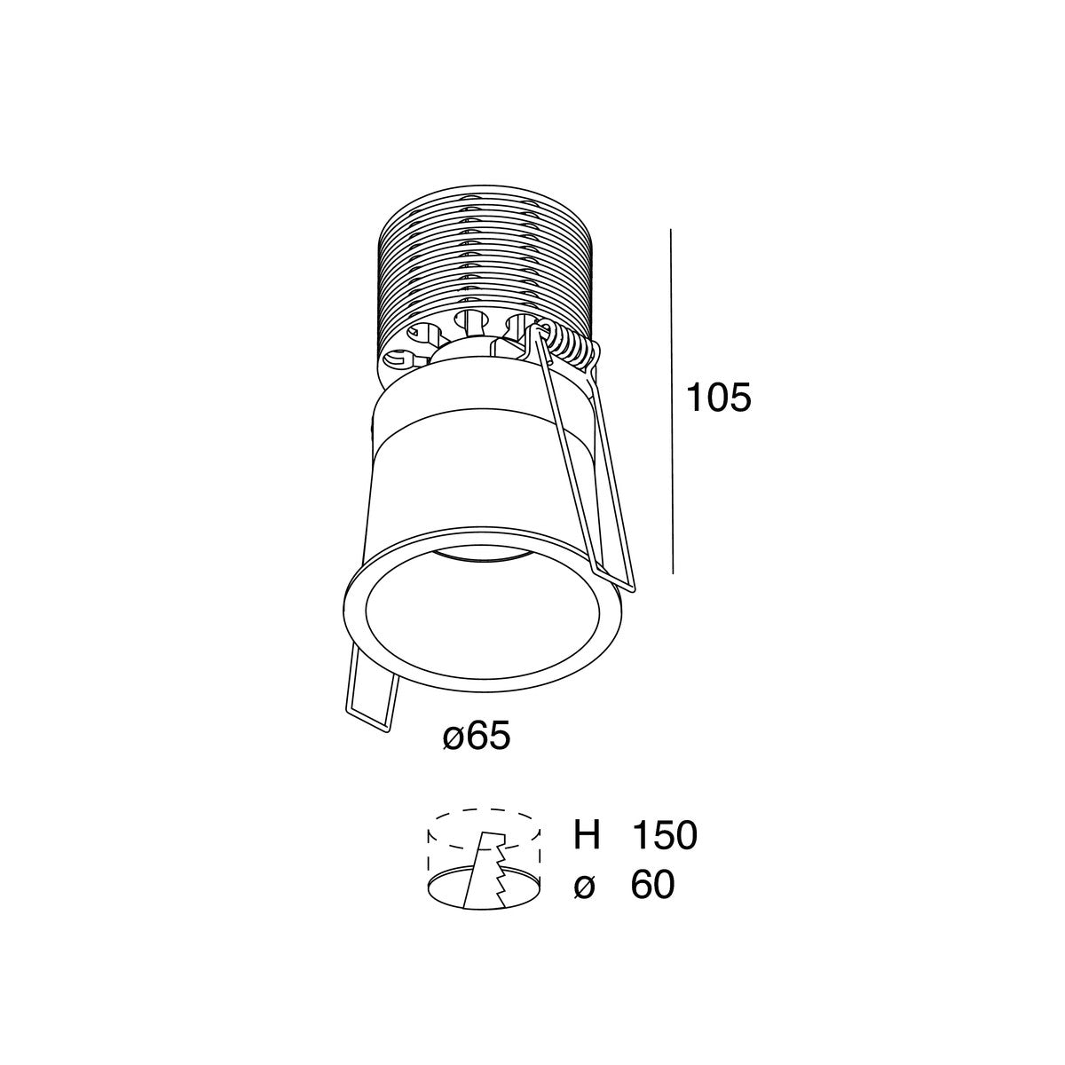 KONE Incasso LED 10W 500mA 4000K 36° IP20 Nero