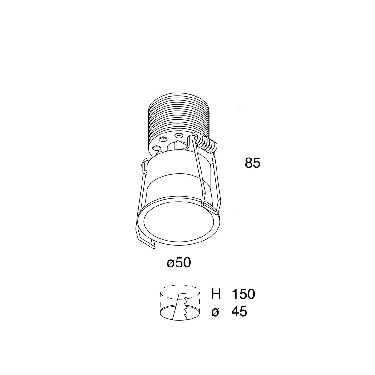 KONE Incasso LED 7W 350mA 2700K 36° IP20 Nero