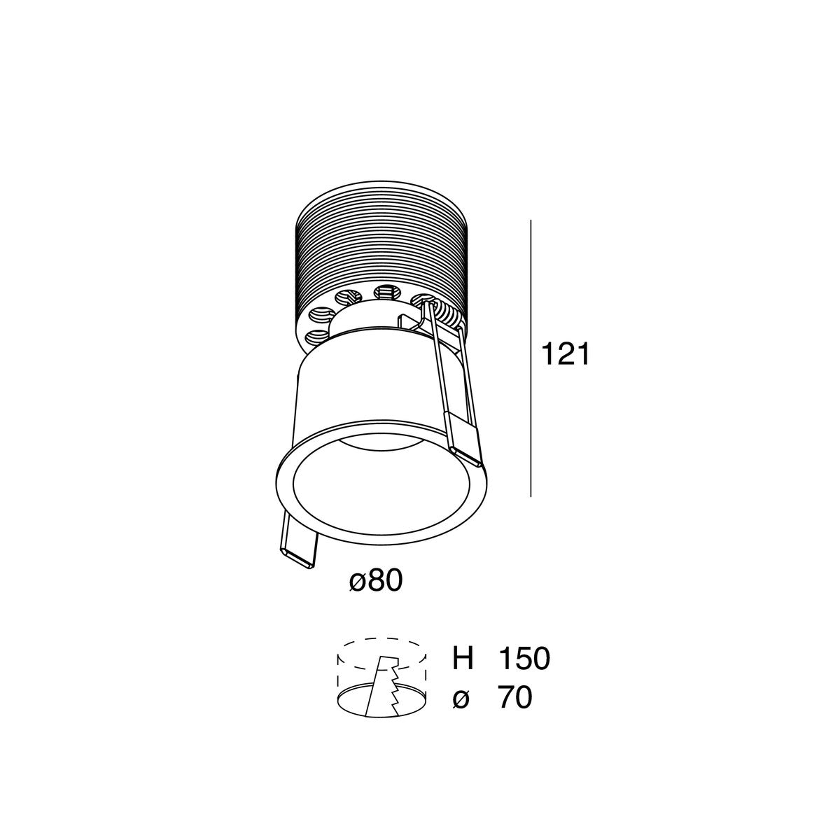 KONE Incasso LED 18W 500mA 4000K 36° IP20 Nero