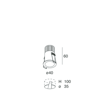 KONE Incasso LED 5W 500mA 3000K 36° IP20 Nero