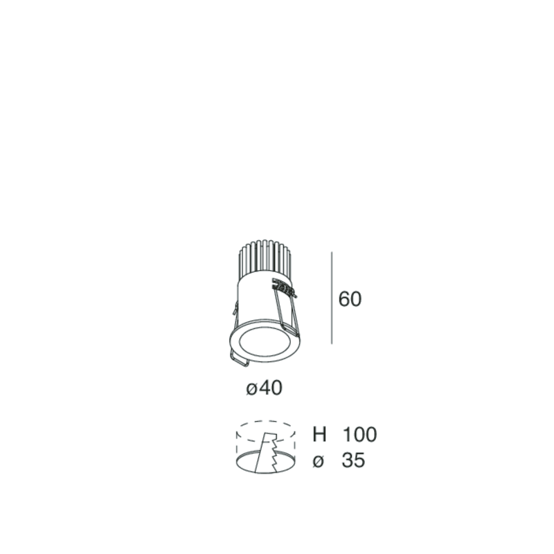 KONE Incasso LED 5W 500mA 2700K 36° IP20 Bianco