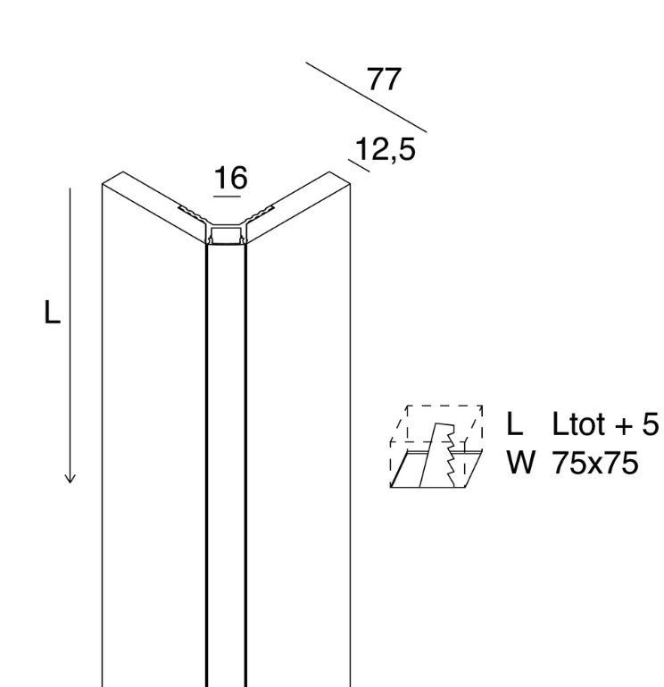 L-16 CORNER EVO HYDRO Profilo per spigolo esterno Cartoon Light 16 mm per Strip LED
