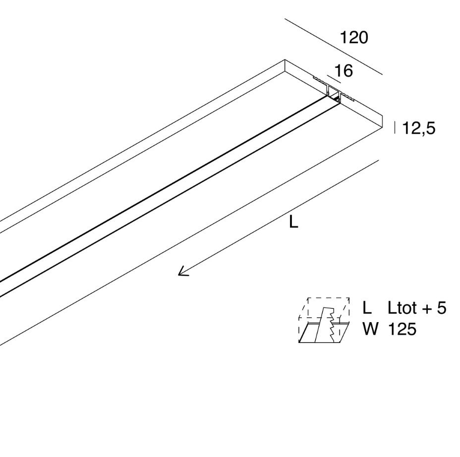 L-16 EVO STANDARD Profilo Cartoon Light 16 mm per Strip LED