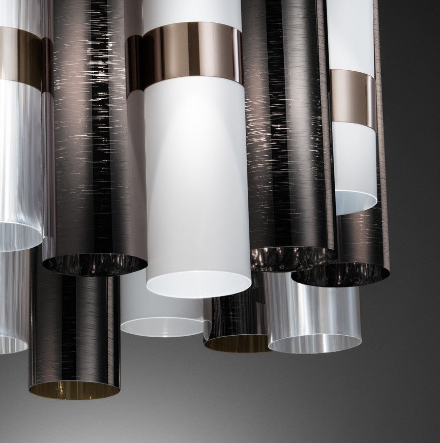 La Lollo Large Lampadario sospensione in Lentiflex® Cristalflex® Opalflex®  Brushed Goldflex® or Pewterflex®
