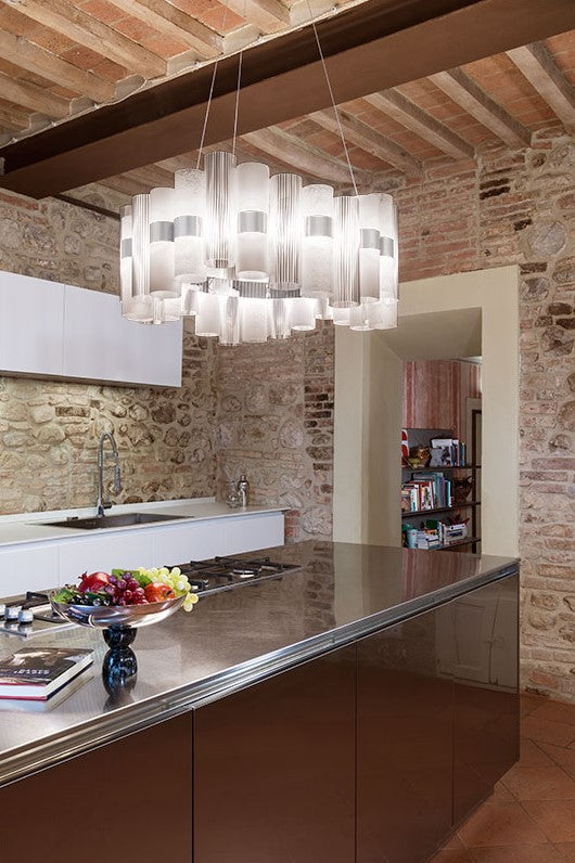 La Lollo Large Lampadario sospensione in Lentiflex® Cristalflex® Opalflex®  Brushed Goldflex® or Pewterflex®