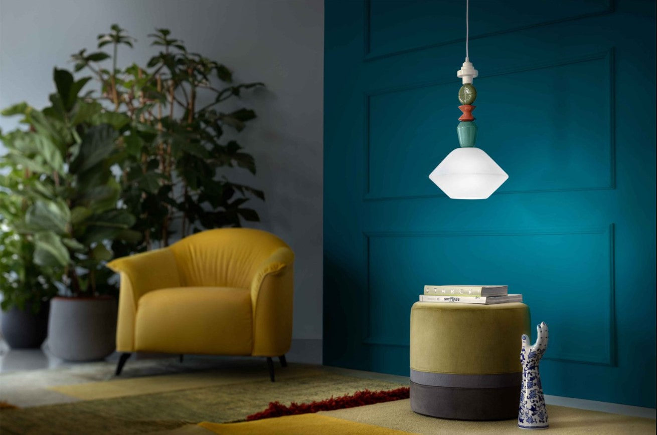 Lariat C2712 Lampadario sospensione ceramica decorata diametro 31 cm