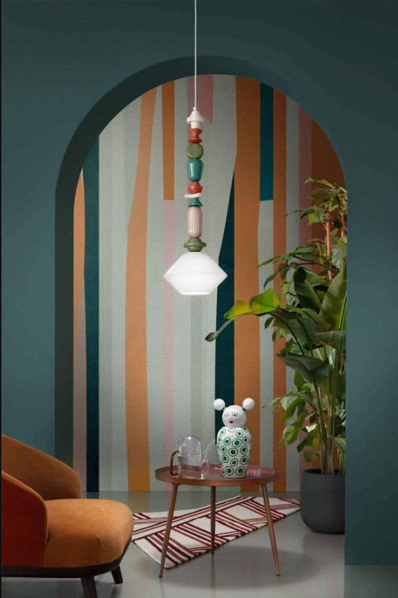 Lariat C2712 Lampadario sospensione ceramica decorata diametro 31 cm