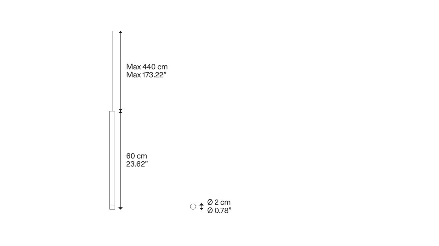 A-Tube Nano Medium Sospensione cilindro LED diametro 2 cm. H 60 cm.