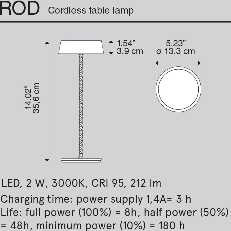 Rod Soft Pink - Cordless Table Lamp