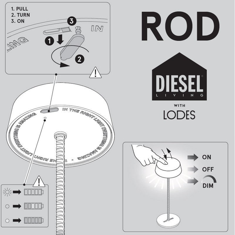 Rod Ivory - Cordless Table Lamp