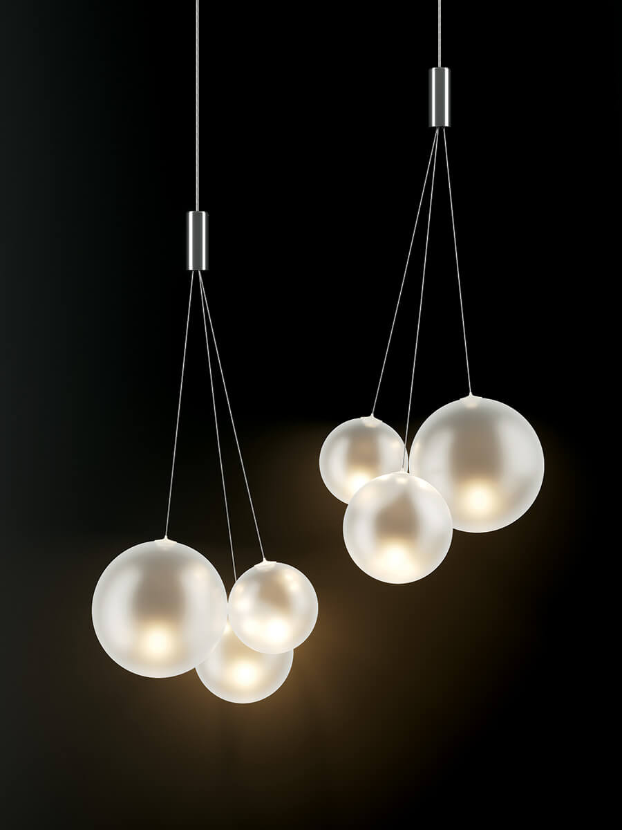 Random Sospensione LED vetro soffiato bronzo lucido