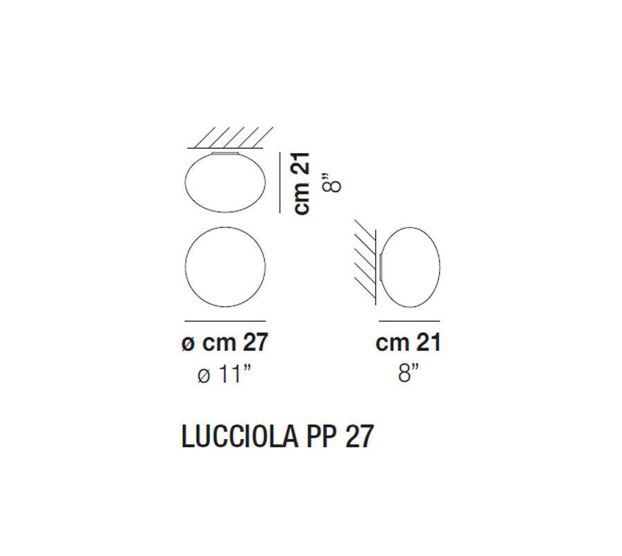 Lucciola AP 27 Applique in vetro soffiato satinato diametro 27 cm.