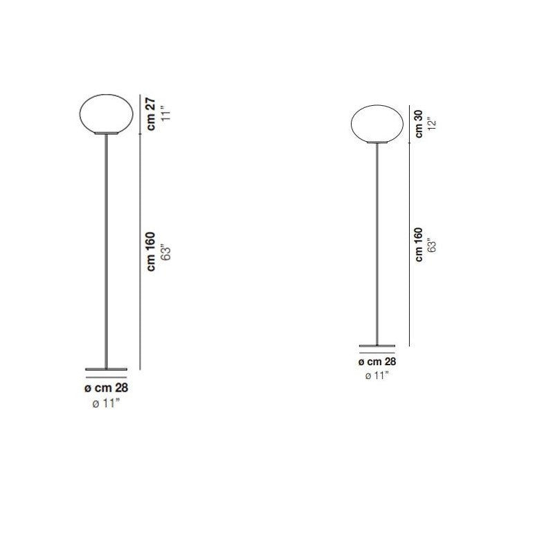 Lucciola PT P Lampada terra in vetro soffiato satinato diametro 36 cm.