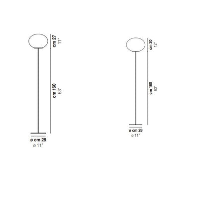 Lucciola PT P Lampada terra in vetro soffiato satinato diametro 36 cm.