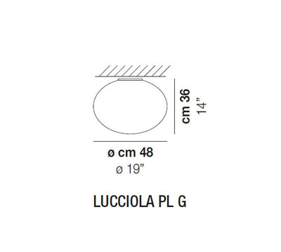 Lucciola PL G Plafoniera in vetro soffiato satinato diametro 48 cm.