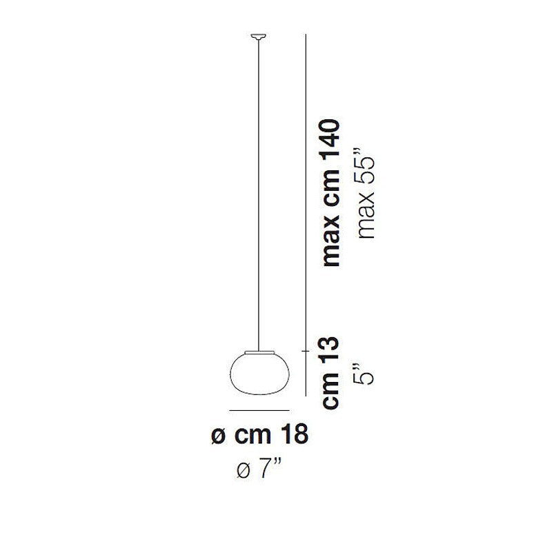 Lucciola SP 18 Sospensione in vetro soffiato satinato diametro 18 cm.