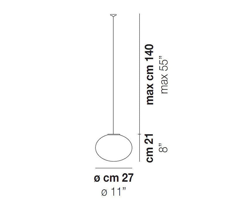 Lucciola SP 27 Sospensione in vetro soffiato satinato diametro 27 cm.