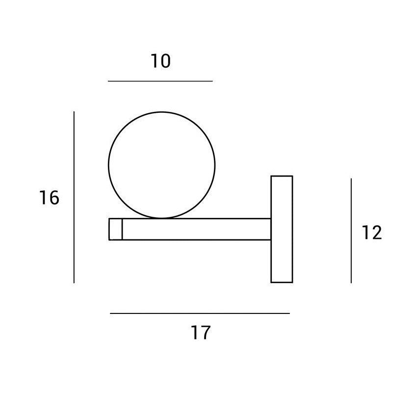 Pomì ap1 Lampada da parete applique nero con diffusore sfera vetro bianco