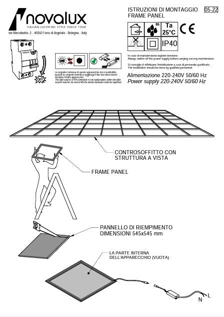 Frame Panel Incasso cartongesso 60x60 35W 4000K DALI/PUSH
