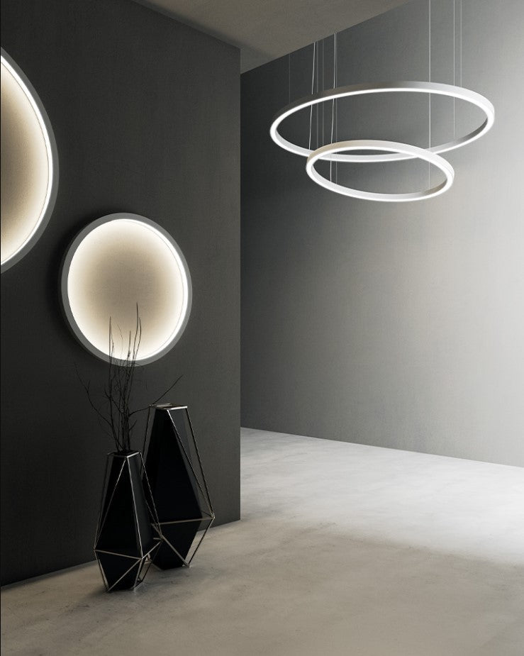 HALOS EMISSIONE INTERNA 1440 Lampada Sospensione Soffitto Parete LED 93W 27K IP40 Nero