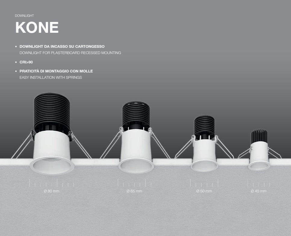 KONE Incasso LED 7W 350mA 2700K 36° IP20 Nero