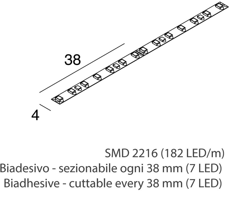 Strip LED 2216 182 LED/m CRI 90 24V DC 11,5W/m 4000K IP20