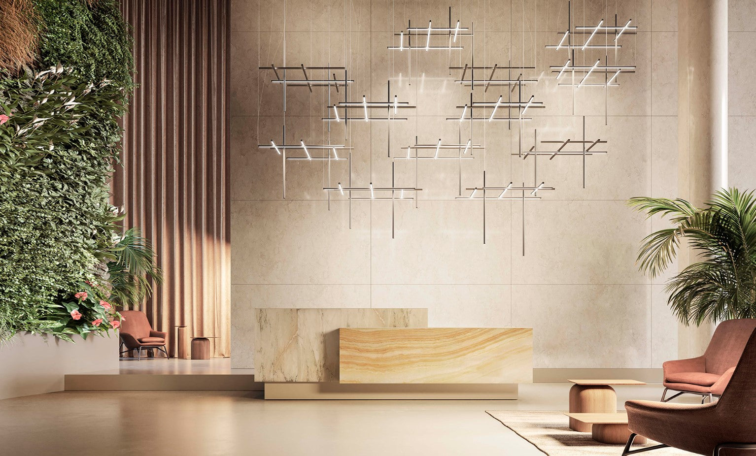 Hilow Lampadario sospensione LED 80W 2700K emissione soffusa