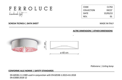 PI C1792 Plafoniera ceramica decorata diametro 40 cm