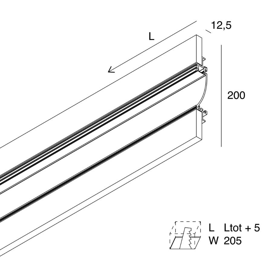 A-70 STANDARD Profilo per luce asimmetrica per Strip LED