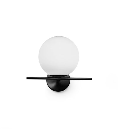 Jugen Black Edition ap1 Lampada parete applique nero con diffusore sfera vetro bianco