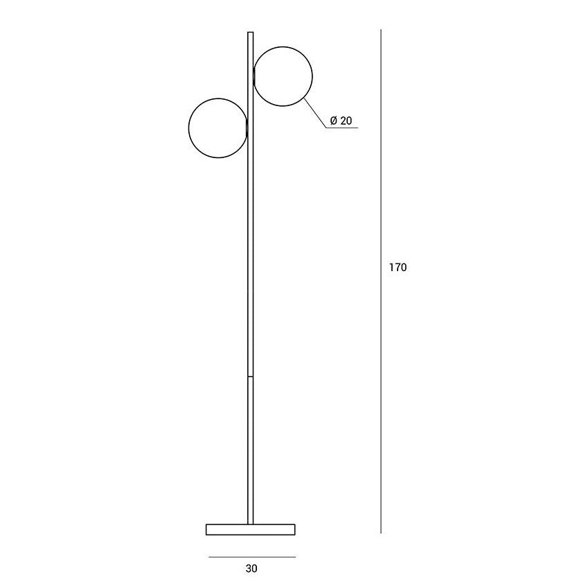 Jugen pt2 Lampada terra piantana ottone satinato con diffusore sfera vetro bianco