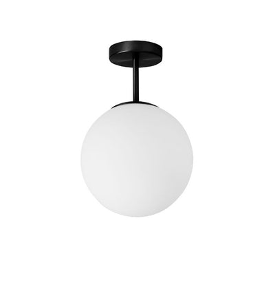 Jugen Black Edition pl1 Lampada soffitto plafoniera nero con diffusore sfera vetro bianco