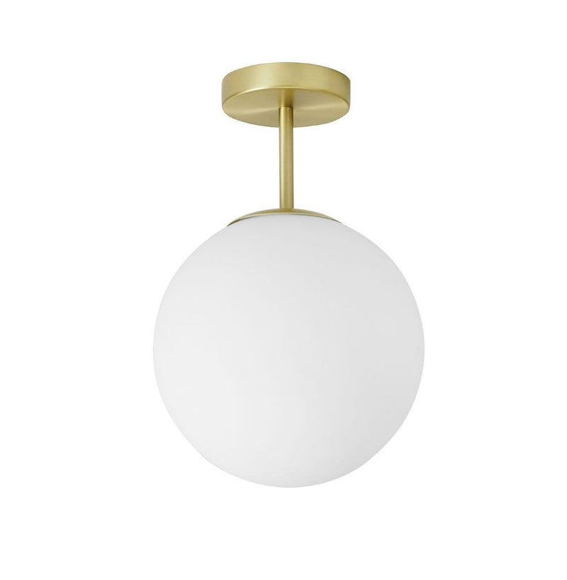 Jugen pl1 Lampada soffitto plafoniera ottone satinato con diffusore sfera vetro bianco