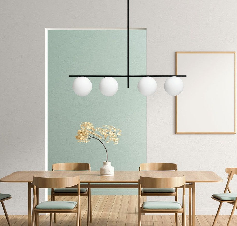 Jugen Black Edition sp4 Lampadario sospensione nero con diffusore sfera vetro bianco
