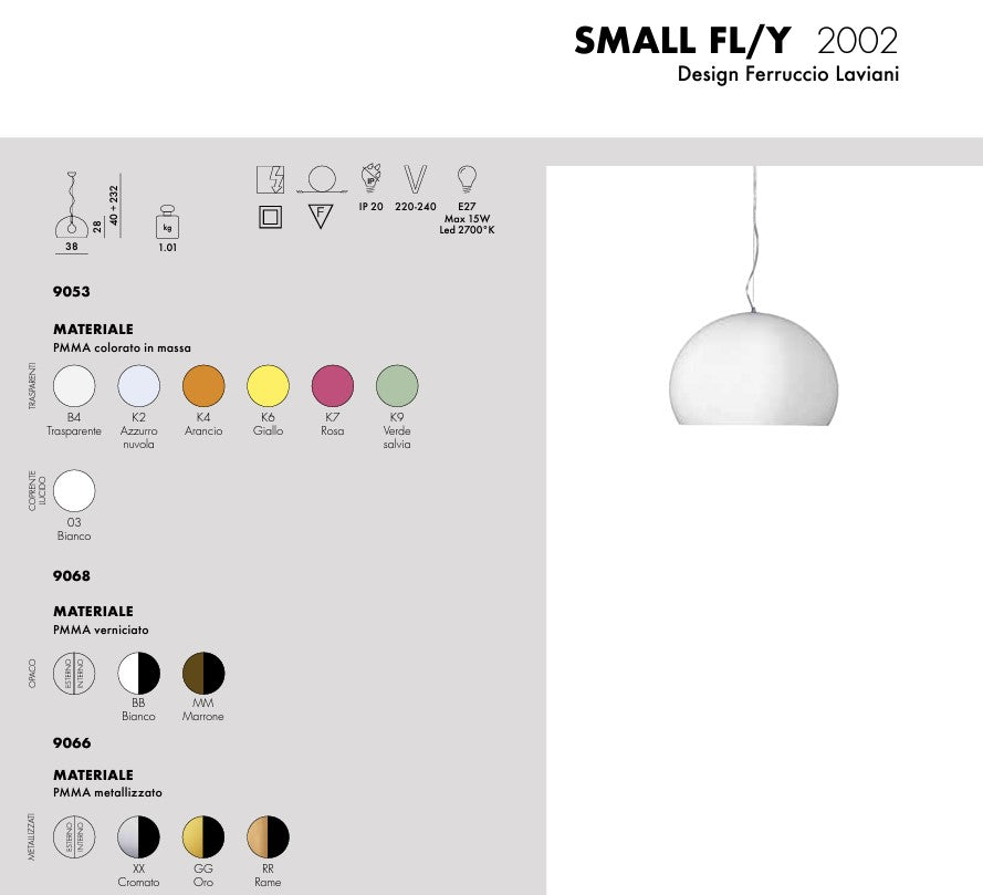 Small FL/Y Sospensione Bianco Lucido
