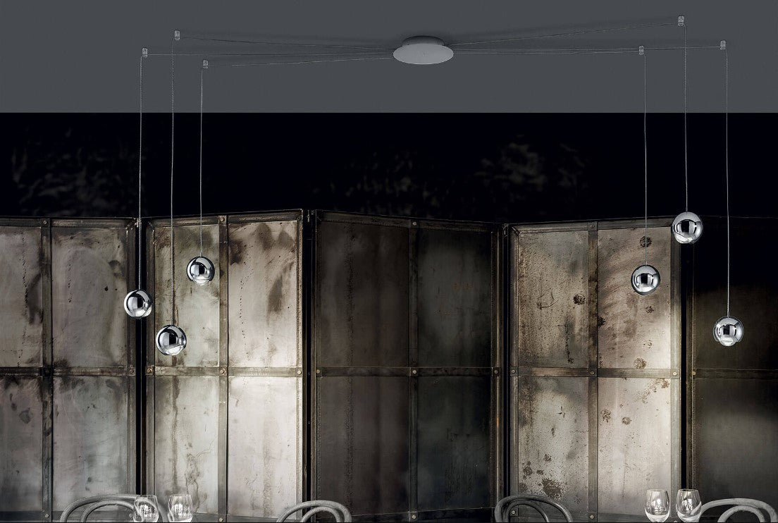 Spider Lampadario sospensione LED orientabile nero opaco