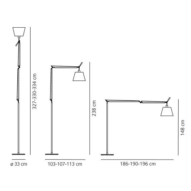 Tolomeo Mega Terra - Alluminio Dimmer - Corpo Lampada + Base + Asta + Diffusore Pergamena 42