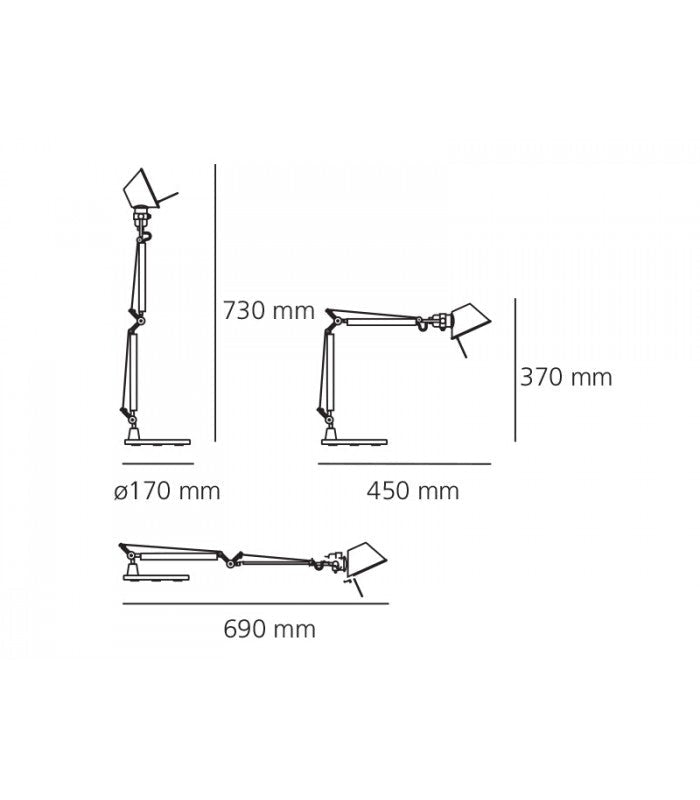 Tolomeo Micro Tavolo - Blu anodizzato - Corpo Lampada + Base