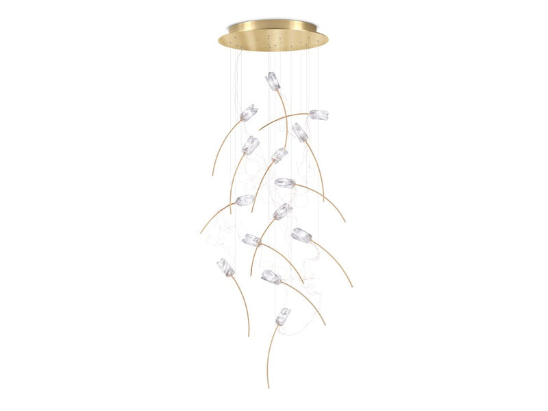 Tulip 14 Round Suspension Lampadario 14 luci in Ottone Satinato Lentiflex®