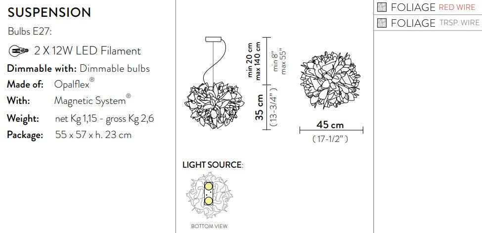 Veli Foliage Medium Transparent Wire Sospensione