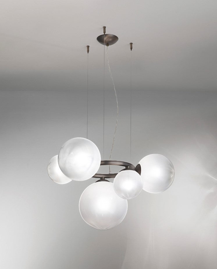 Puppet Ring SP 5 Lampadario sospensione in vetro soffiato fumé trasparente