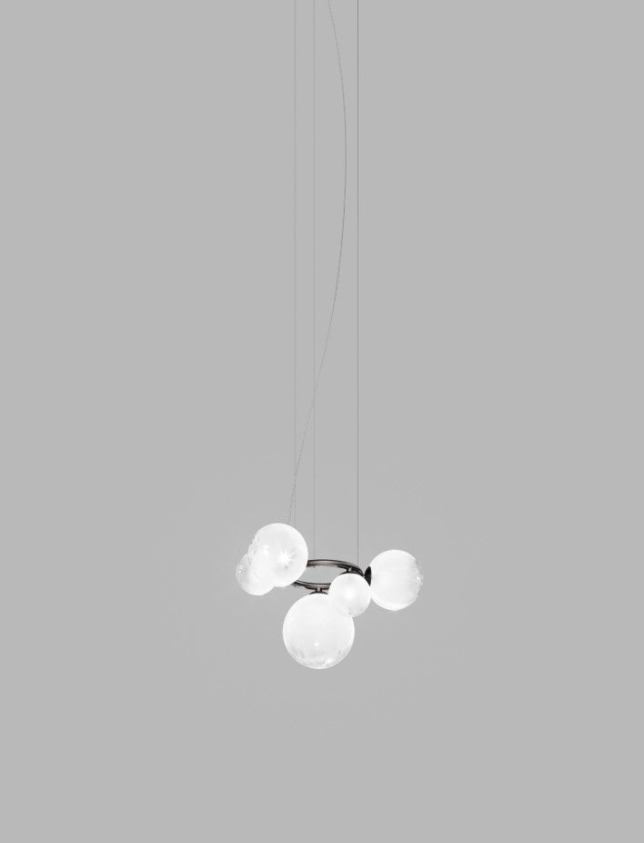 Puppet Ring SP 5 Lampadario sospensione in vetro soffiato bianco sfumato