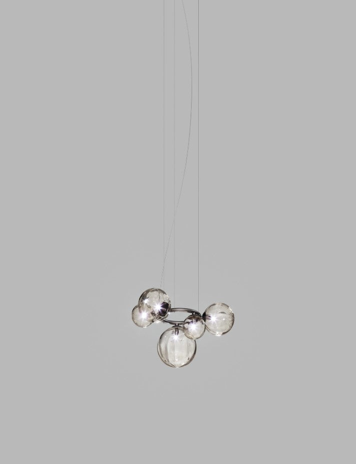 Puppet Ring SP 5 Lampadario sospensione in vetro soffiato fumé trasparente